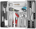 Simple Houseware Expandable Kitchen Drawer Flatware Organizer, Gray/White