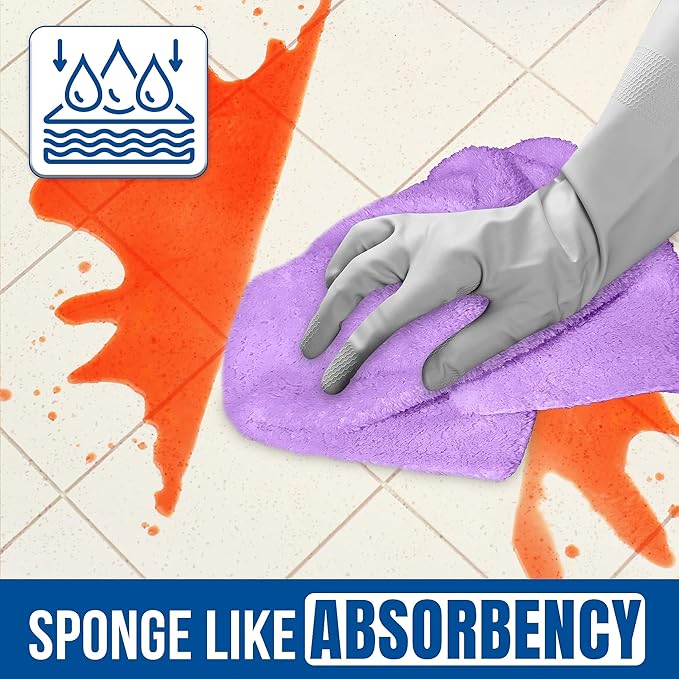 Towelogy® Super Absorbent Microfibre Cloth | Absorbs Over 10 Times its Weight in Water | Sponge-Like Absorbency | Multipurpose Scratch-Free Cleaning Cloth for Household Use (Lilac)