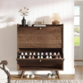 Decofy 37.6” Shoe Cabinet with 2 flip-Down Drawers, 3 Adjustable Levels, Suitable for Entryway, Hallway, Living Room (Walnut)