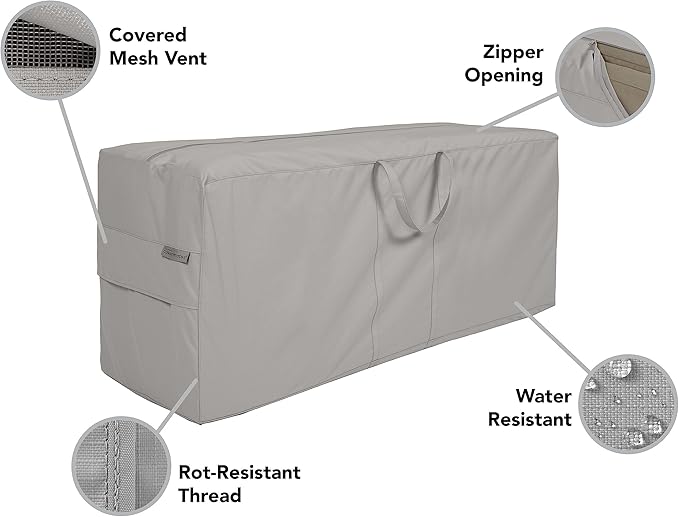 Covermates Ultima Cushion Storage Bag – 600D Ripstop Polyester, Waterproof Zipper, Heavy Duty Patio Cushion Storage with Handles & Vent, 75W x 18D x 26H, Ripstop Grey