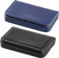 Outus 2 Pcs Business Card Holder, PU Leather Business Card Case Pocket Wallet with Magnetic Shut for Valentines Gift Adult(Blue and Black)