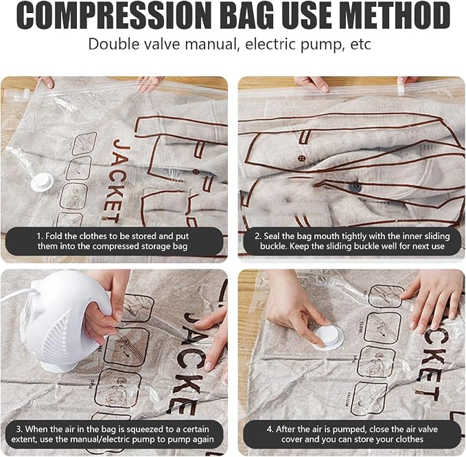 5Pcs Vacuum Bags for Clothes Space Saving Vacuum Seal Bag Hanging Storage Bag with Hooks ＆ Zip 26.4x43.3 Inch Dustproof Reusable Compressed for Clothing Closet Organizer, Home Decor