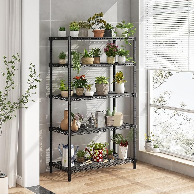 ROOMTEC 5-Tier Adjustable Wire Shelving Unit, 40"x16"x72", 2000 lbs | Heavy Duty Garage Shelf, Tool-free Assembly Metal Shelves, Storage Rack for Garage, Kitchen, Pantry, Laundry, Basement