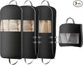 DIMJ 3 Pack 43" Garment Bags for Hanging Clothes - Space Saving Compression Suit Bag Travel with Handles Window, Washable Carry Clothing Storage Cover for Dress, Coats, Down Jacket, Shirts