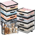 10 Pack Clear Storage Bags with Zipper Handle, Sheet Organizers and Storage | PVC Blanket Storage Bags, Foldable Under Bed Organizer for Baby Clothes Shoes Sweater Toy Bedding Sheet, 15.7x13.8x3.9’’