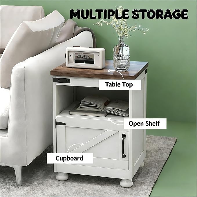 18" Modern Large Storage Case, Multifunctional Cabinet with Stable Structure, Versatile Organizer with Open Shelf for Living Room, Brown,White
