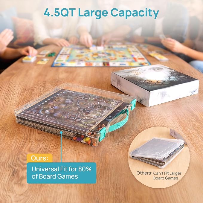 Vtopmart 3 Pack Board Game Storage with Handle and Snap-Tight Latch Lid | Clear Craft Organizer Fit 12" x 12" Papers, Stackable Storage Box for Scrapbook Storage, Art Supply Storage, Puzzle Storage