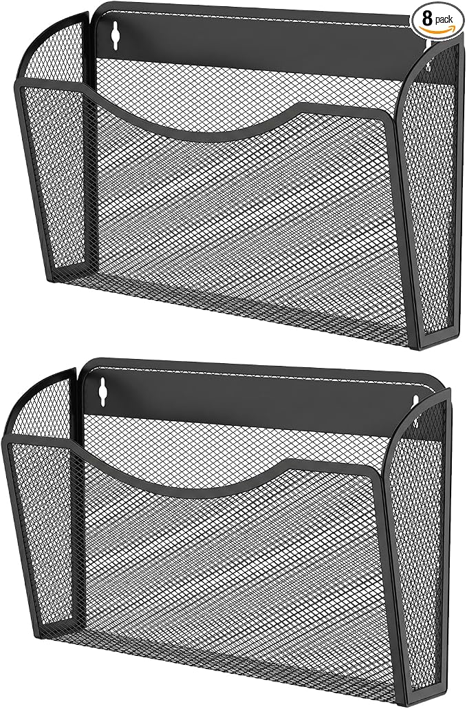 MINDEPOT Wall File Organizer - Heavy Duty Iron Office File Holder for Wall Mount - Hanging Document Organizer for Business, Classroom, Home Office