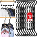 10 Pack Hangers Space Saving Magic Sturdy Plastic Hanger Organizer Shirt Space Saving Hangers, Multi Clothes Hangers Space Saver for Closet Organizers Storage College Dorm Room Essentials, Black
