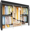ULIFHOME E14C Pro Heavy Duty Closet Organizer System，Freestanding Clothing Racks for Hanging Clothes，Adjustable Garment Rack 69" W × 16" D × 77" H Hold 960 lbs，White Rack with Black Dustproof Cover