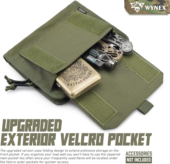 WYNEX Tactical Molle Admin Pouch, Laser-Cut, EDC Organizer Tool Pouch | Utility Organizer EDC Medical Bag, EDC Pocket Modular Pouch, Tactical Accessories EDC Pouch, Include U.S Patch