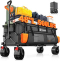 Originsure 48" L Collapsible Wagon Cart Foldable, 560lbs Weight Capacity 300L Heavy Duty Folding Beach Wagons with Big All-Terrain Wheels, Utility Carts for Groceries, Camping, Sports - Grey