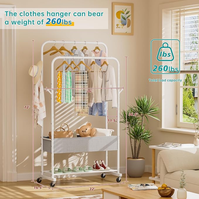 SINGAYE Wardrobe Standing Closet Clothing Rack With Shelf Hanging Clothes | Wardrobe Open Compact Small Metal Garment Hanger Stand Alone Free Standing Black Closet Rack Storage Organizer Heavy Duty