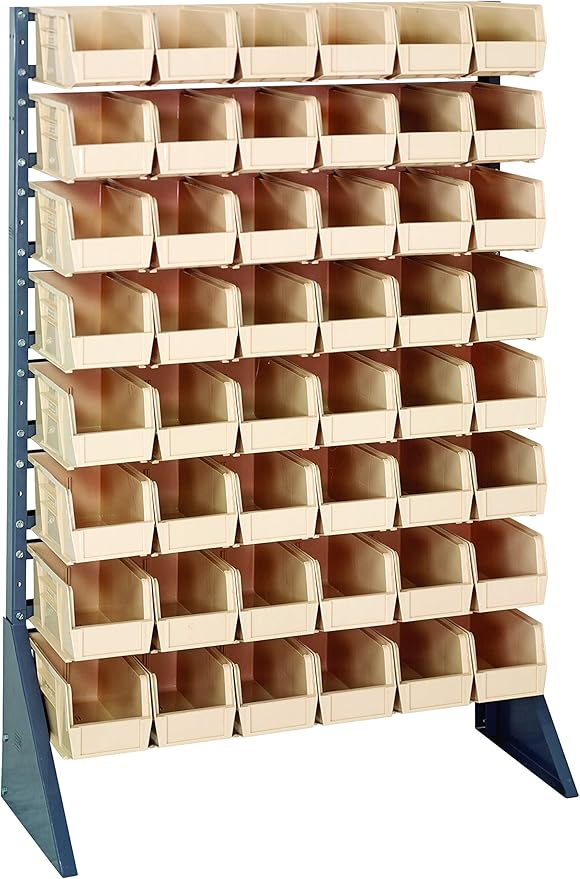 Quantum Storage Systems QRU-16S-230-48IV Single Sided Rail Systems Complete Package with Bins, 36" L x 15" W x 53" H, Ivory