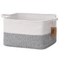 COMFY-HOMI Cotton Rope Woven Basket with Handles for Shelves,Toys,Book, Cloth Storage Baskets Bin for Organizing- 1 PCSToy Decorative Organizer for Living Room, Bathroom