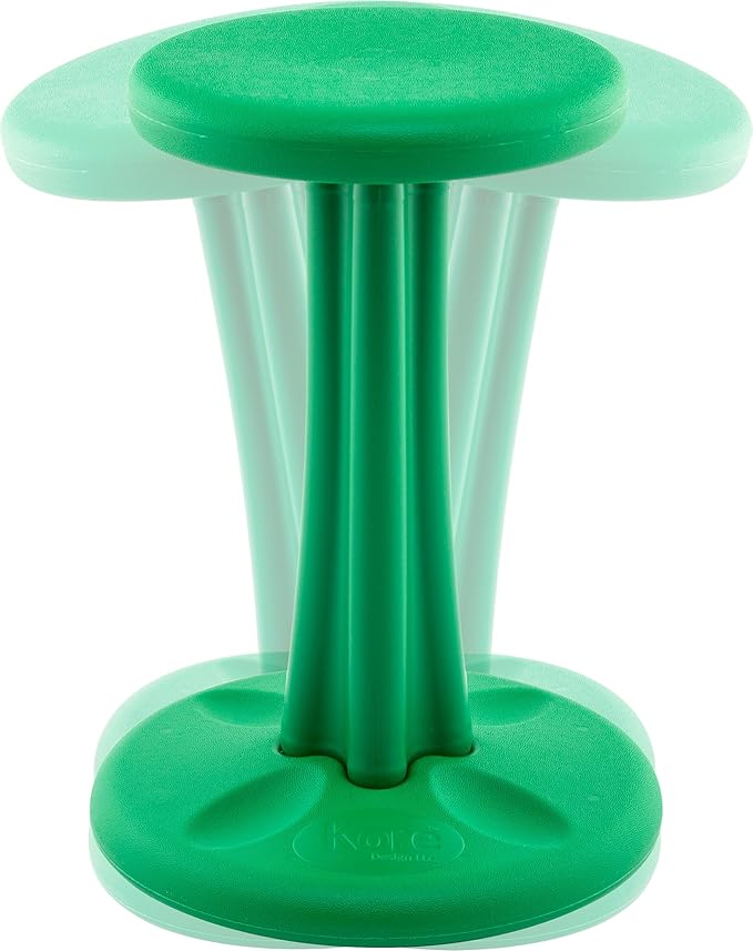 KORE DESIGN Wobble Stool Chair, Girls + Boys Kid Desk Stools, Ergonomic Small Office Chairs, Flexible Seating for Active Kids, ADD/ADHD, Classroom, School, Home, Pre-Teen (18.7in), Age 10-11 yr, Green