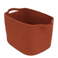 XUANGUO Woven Cotton Rope Storage Basket with Handles 13x10x9 inch Rustic | Woven cotton rope basket for shelves and closets. Perfect for toys, books, clothes, nursery storage and gift baskets.
