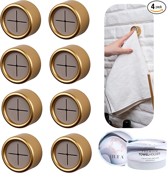 HEFA Eco-Friendly Towel Hooks - Dish, Hand & Kitchen Towel Holder, 8 Pack - Kitchen Organization Gadgets