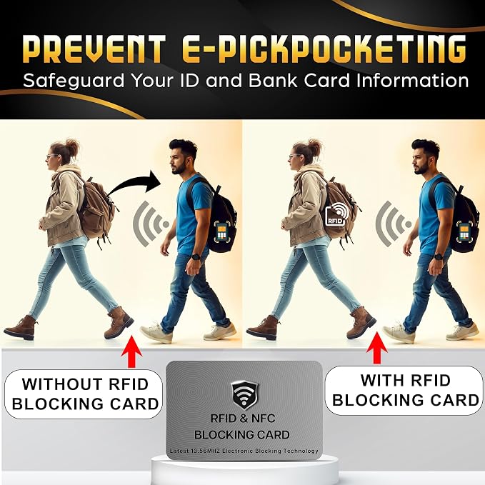 SaiTech IT 3 Pack RFID Blocking Card for Credit Debit ID Card, Grey | Slim Anti-Theft Contactless NFC RFID Blocker Protector, Easily Fit into Wallet and Purse, for Men & Women