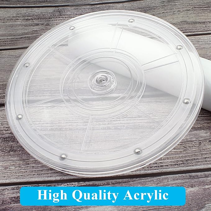 Jersvims 8 Inch Acrylic Turntable Platter, Transparent | Round Rotating Plate, For Kitchen Pantry Cabinet Organizer, Desk Rack Spice Organizer, Cake Cookie Decorating