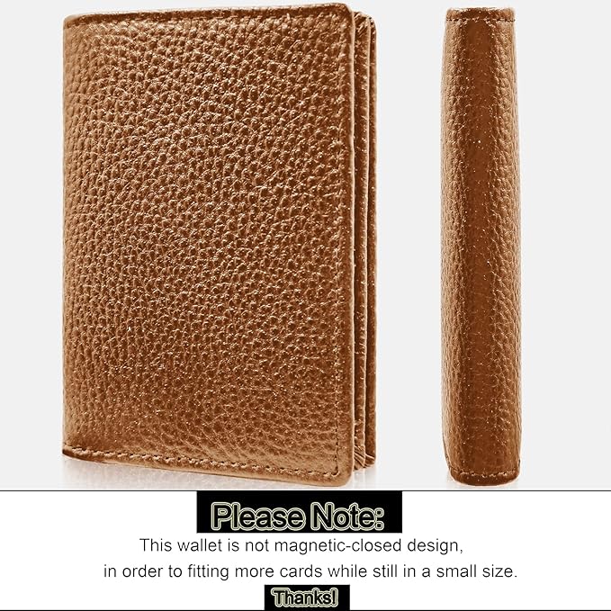 Genuine Leather Business Card Holder Name Card Case Credit Card Wallet with ID Window RFID Blocking (Brown)