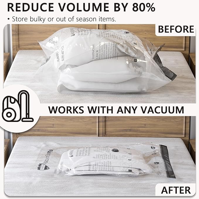Vacuum Storage Bags with Electric Pump, Compression Packing Bags for Travel Luggage, Space Saver for Clothing Clothes Bedding Blankets Pillows, 10 Jumbo
