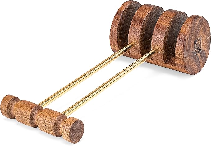 Premium Wood Cutting Board Organizer - Solid Acacia Wood Cutting Board Holder Stand w/Brass - Kitchen Chopping Board Rack by the Apace Living Premier Collection