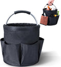 NATGAI Cleaning Caddy with Handle, 17L Foldable Cleaning Supply Caddy, Portable Bucket Organizer with Pockets, Tote Bucket Organizer for Housekeeping, Garden Detailing Caddy, Cleaning Supplies Storage
