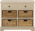 SAFAVIEH Home Collection – Herman Sand Storage Unit, 2-Drawer 4-Basket Mixed-Material Organizer, Fully Assembled (AMH5702J)