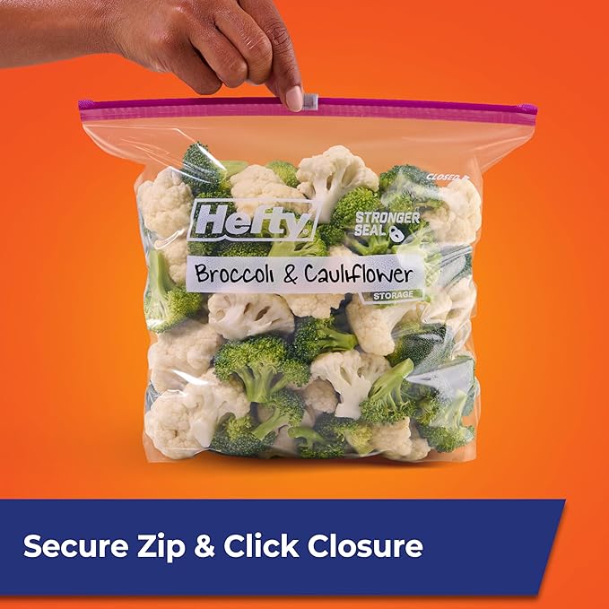 Hefty Slider Kitchen Storage Bags, Gallon Size, 66 Count