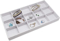 The Display Guys - Stackable Jewelry Tray and Organizer - for Drawers, Dressers, Store Display (15 Compartments, White Burlap)