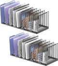 9-Section Desk File Organizer, Vertical File Holder, Mesh Desktop File Folder Metal File Organizer Stand for Office Home Classroom, Black, 2 Pack
