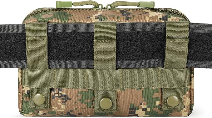 FRTKK Tactical Molle Admin Pouch Utility Laser Cut EDC Tool Pouch Bag Horizontal Modular Pouches Include US Flag Patch and Keychain