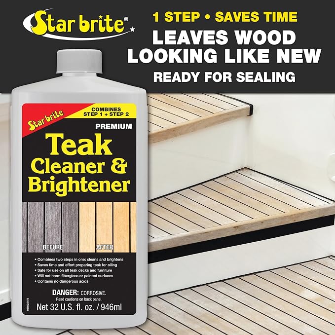 Star Brite Teak Cleaner & Brightener, Restore Weathered Wood, 32oz (094932) | Restore Weathered Wood