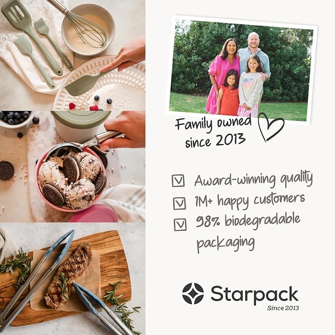 StarPack Freeze The Day Homemade Ice Cream Containers (2-Pack, 1 Quart) - Airtight Silicone Lids, BPA-Free Reusable Ice Cream Freezer Containers with Lids, Stackable, Kawaii Pink & Green