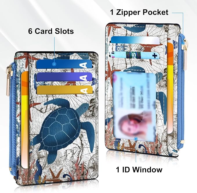 Tipmile Womens Credit Card Holder Wallet, Small Slim RFID Blocking Sleeve | Mini Tiny Cute ID Case, Minimalist Zipper Pocket Wallet, Thin Coin Purse, Mothers Gift