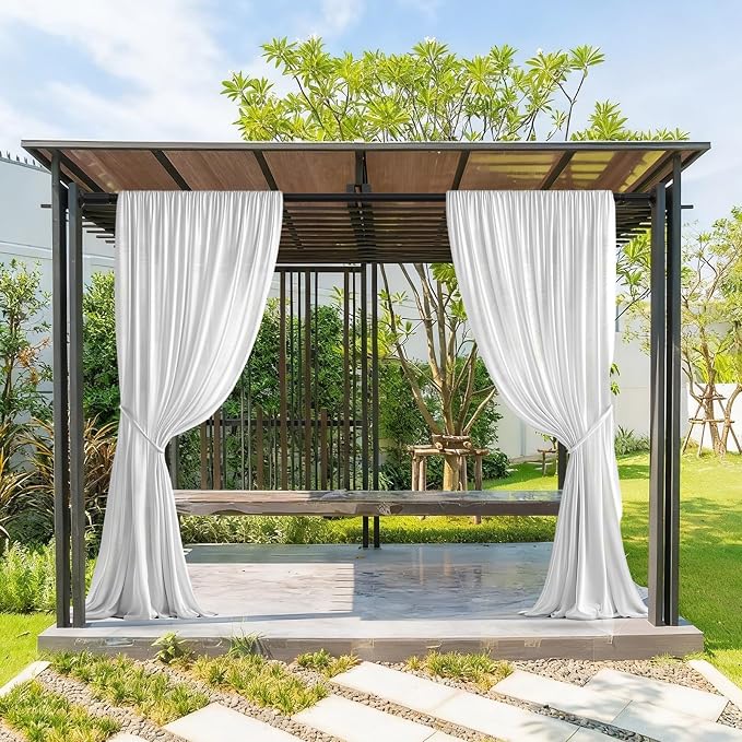 ZOCONE Tension Curtain Rod 51-148 In (4.25-12Ft), Long Outdoor Curtain Rod No Drilling for Patio Window, Adjustable Shower Curtain Rod for Bathroom, Never Rust, Tool-Free, Rod Diameter 1.26 In, Black