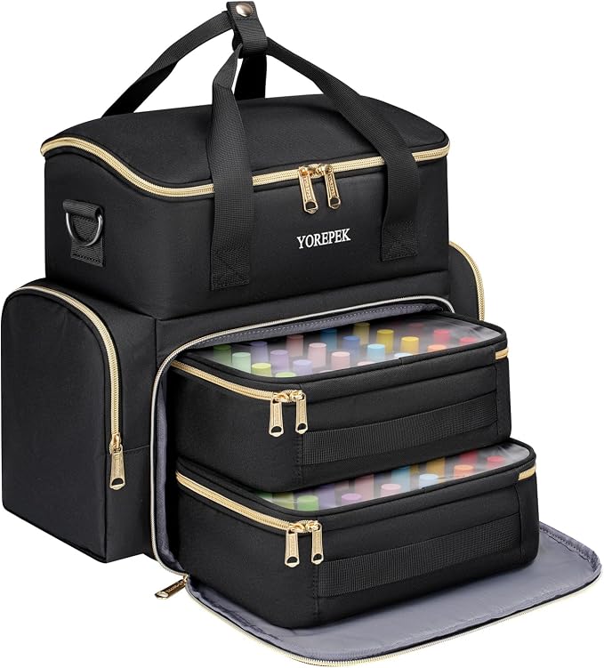 YOREPEK Nail Polish Organizer Bag Holds 48 Bottles (15ml/0.5 fl.oz) UV lamp | Nail Organizers and Storage with 2 Removable Pouches Fits Nail Supplies, Nail Tech Bag Gifts for Manicurist
