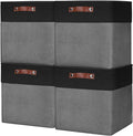 Bagnizer 13x13 Cube Storage Bins, Collapsible Fabric Storage Box, 4 Pack Closet Baskets with Handles for Organizing, Shelf, Toys, Clothes, Home, Office, Nursery (Grey&Black)