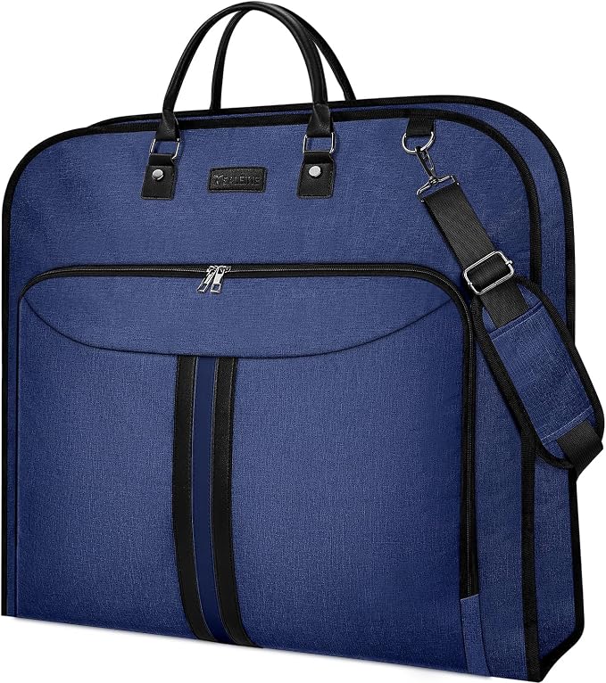 BALEINE Travel Garment Bag, Travel Suit Bag for Men, Water Resistant Carry on Garment Bag for Hanging Clothes, Garment Duffel Bag for Travel Business (Blue, 48")
