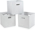 Fabric Cloth Storage Bins,Fabric Cube Organizer with Dual Handles Foldable Cube Storage Baskets for Home Bedroom Storage,Set of 3,（Light Grey）