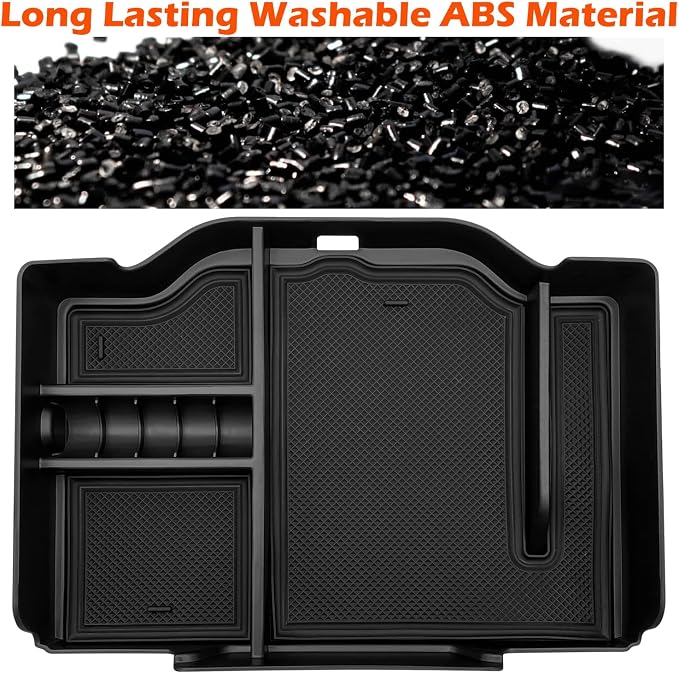 Center Console Organizer fits for Dodge RAM 2026 2025 2024 2023 2022 2021 2020 2019 1500 2500 3500 Accessories Interior Storage Box Armrest Storage Tray (Black)