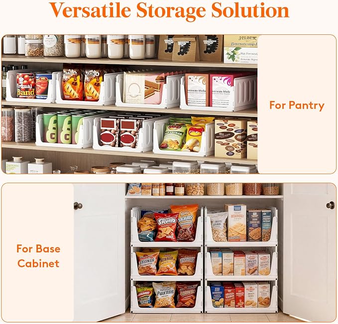 Lifewit 8 Pack Stackable Closet Storage Organizers for Clothes 14" Depth | Plastic Stacking Sweater Storage basket Bins for Wardrobe, Multifunctional Pants Organizer for RV, Pantry, Kitchen, Dorm