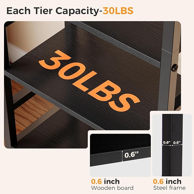 DUMOS 5-Tier Bookshelf, Modern Tall Bookcase Book Shelf | Open Storage Display Shelf for Living Room, Bedroom, Home Office, Narrow Standing Shelving Unit for Books, CDs, Décor Black