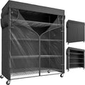 REIBII 45''W Storage Shelves with Cover & Wheels, Metal Shelving Waterproof Dustproof, Wire Shelving Unit Covers, Garage Storage Rack Wire Shelf for Kitchen Pantry, Storage Room, 45Wx17.72Dx72.83H