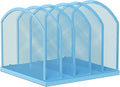 Gawerk 5-Section Vertical Desktop Organizer, 5-Section Mesh File Folder Stand Sorter for Office Home Classroom Organization (1, Blue)