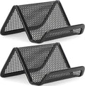 MaxGear Mesh Business Card Holder 2 Pack | Black Metal Business Card Display Stand, Holds 50 Cards, Sturdy Display for Office, Reception Desk, Front Counter