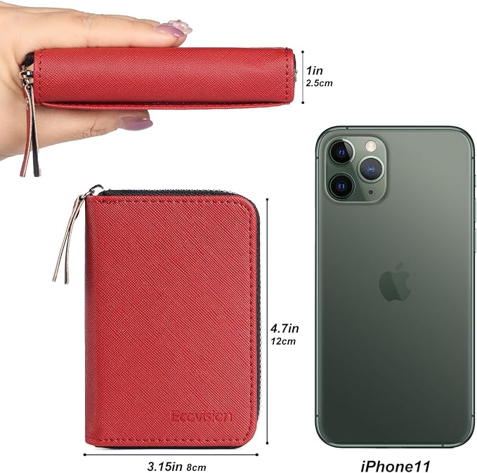 Credit Card Wallet, RFID Card Case Wallet, Zipper Card Cases Holder for Men Women, RFID Blocking, KeyChain Wallet, Compact Size Card Organizer Case for Women