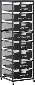 EasyPAG Rolling Storage Cart With 8 Drawers, Metal Craft Organizers And Storage Cart With Wood Tabletop, 30 Lbs Capacity Per Drawer For Home Office Classroom And Dorm, Black