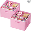 Lifewit Shoe Storage Organizer for Closet, Fabric Large Shoe Box Storage Containers with Clear Cover, Foldable Bins for Boots Heels Sneakers Fits 24-32 Pairs (Each 12-16 Pairs) 2 Pack Pink